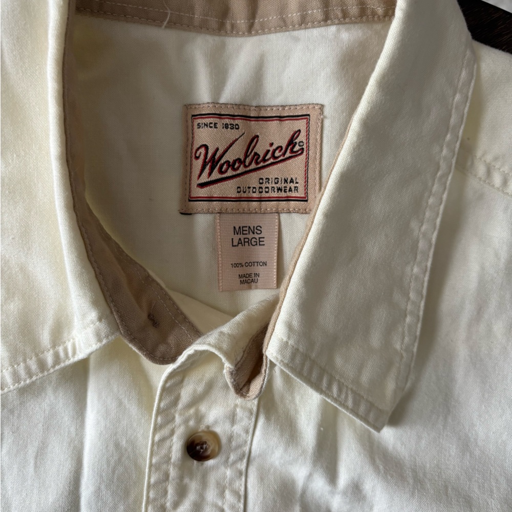 Woolrich Vintage Short Sleeve Button Down Outerwear‎ Shirt 100% Cotton Large - Picture 2 of 8